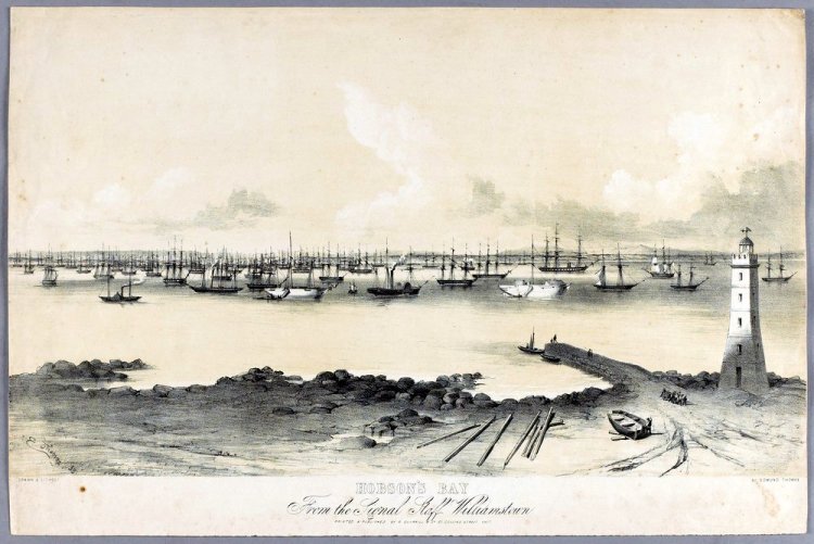Hobson's Bay from the signal staff, Williamstown 1853 courtesy State Library Victoria